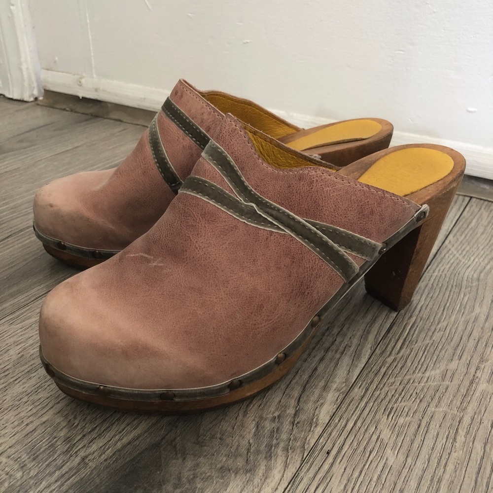 Sanita Heeled Mules Clogs Wooden Heel 38